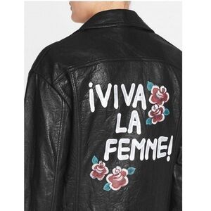 Joie Kameke Viva La Femme Lambskin Leather Jacket in Black